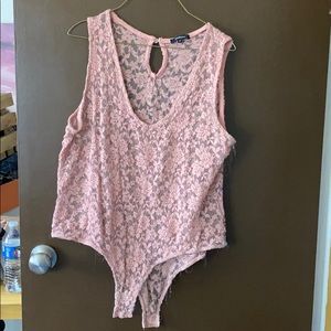 Salmon lace bodysuit
